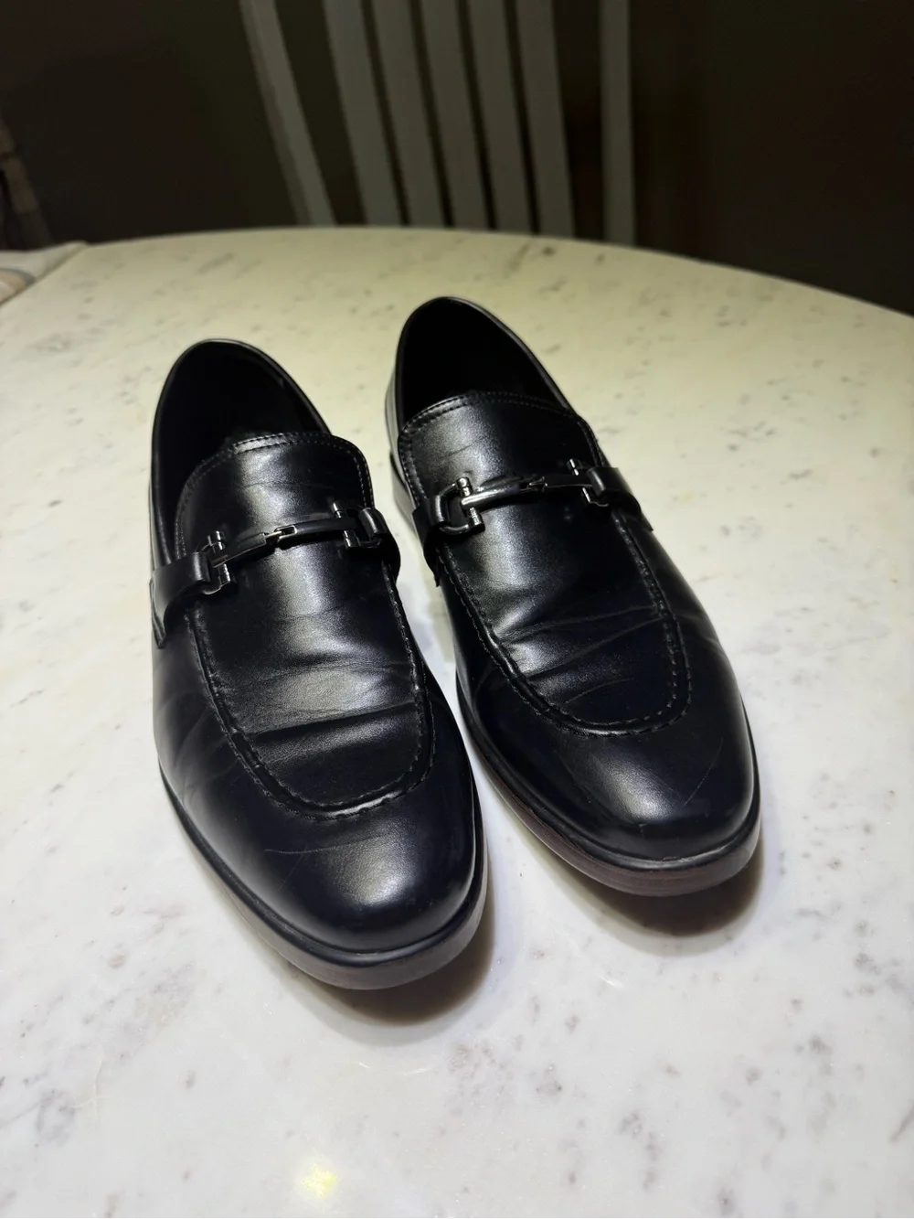 Van Heusen Black Leather Bit Loafers